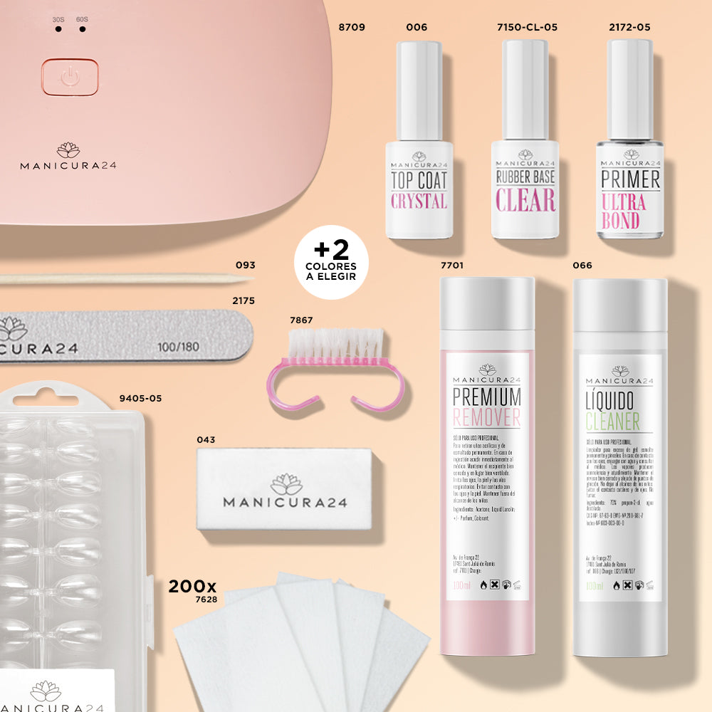 Kit principiante Soft gel - Lámpara UV/LED Pink mini