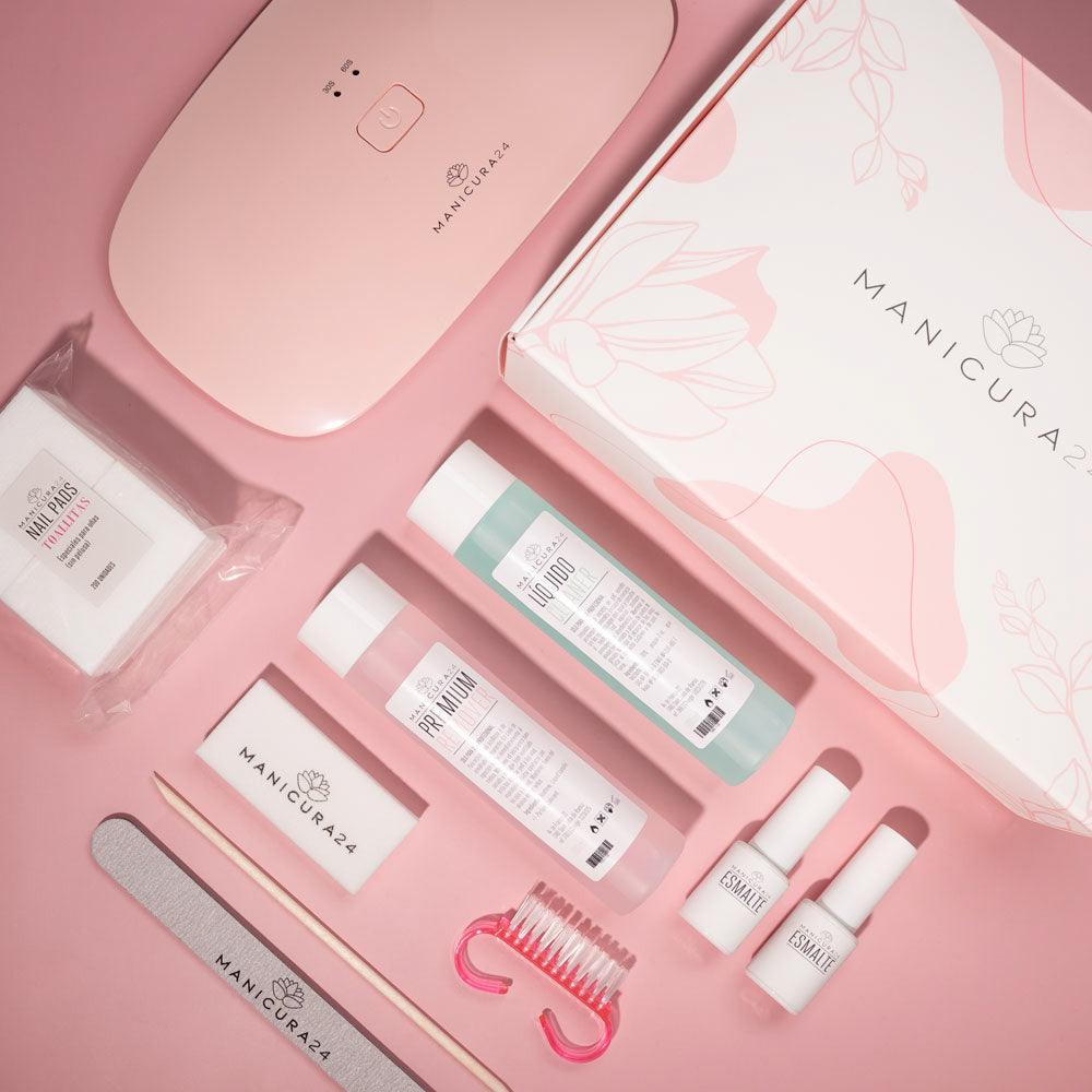 Kit principiante esmalte permanente - Lámpara UV/LED Pink Mini