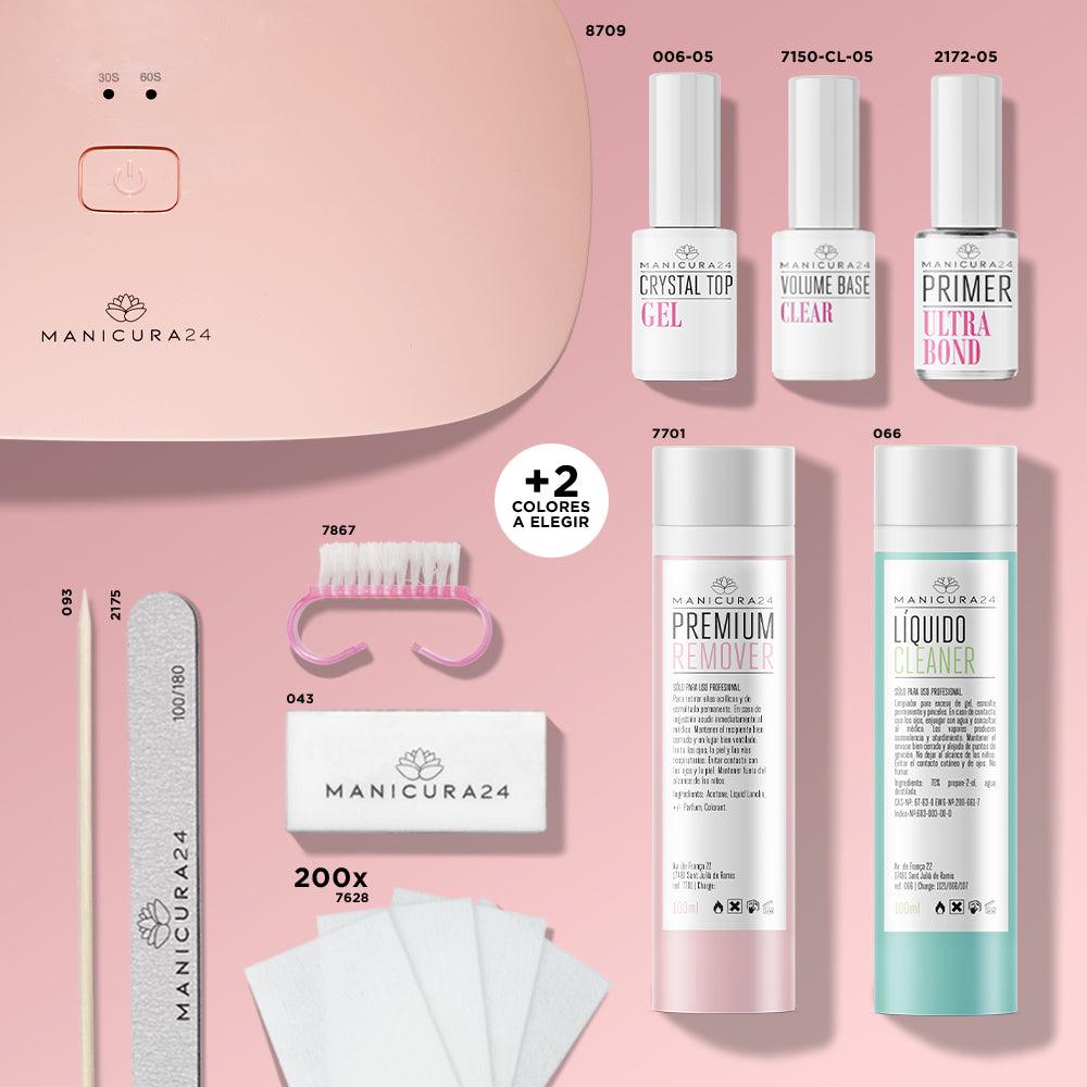 Kit principiante esmalte permanente - Lámpara UV/LED Pink Mini
