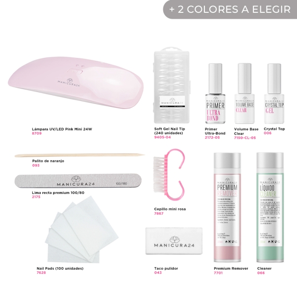 Kit principiante Soft gel - Lámpara UV/LED Pink mini